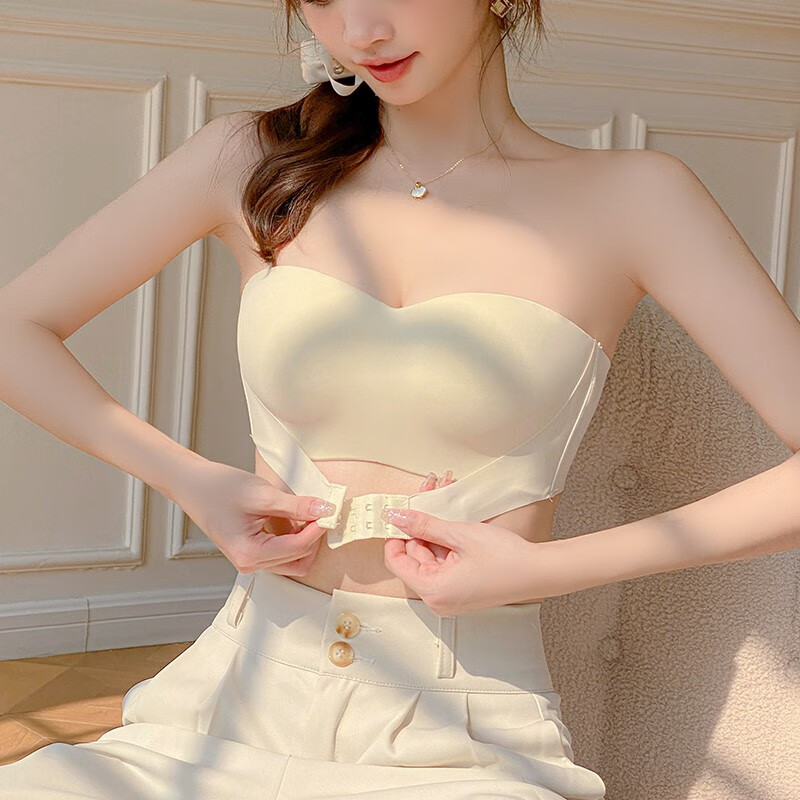 mock无肩带内衣女防滑聚拢小胸裹胸抹胸婚纱专用隐形防走光美背文胸罩