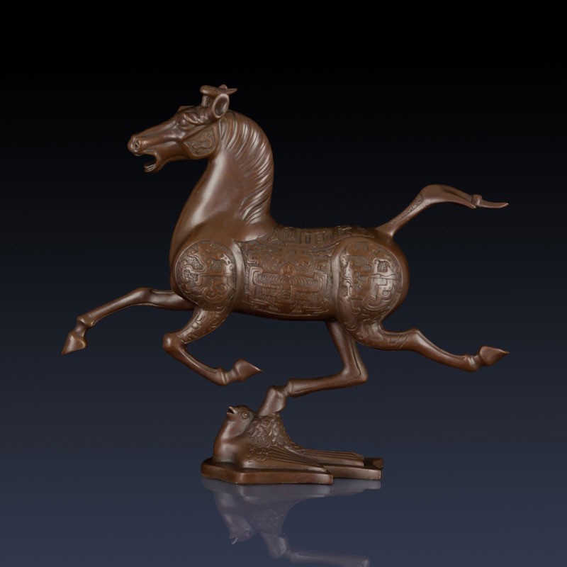 古叶家居铜马摆件马踏飞燕铜奔马摆件客厅家居办公室饰品工艺铜马礼品