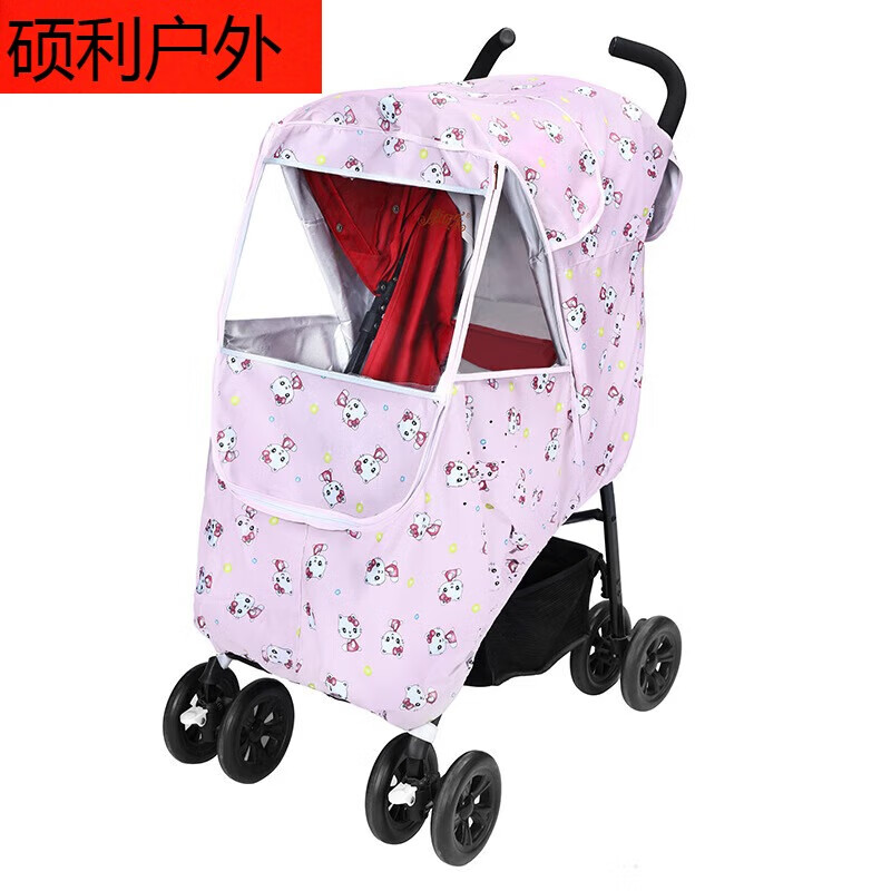 惠珍裕通用型嬰兒車雨罩防風擋風罩寶寶推車防雨罩防護罩保暖防雪罩冬季 乖巧小貓咪【升級加熔噴】3.5-7G