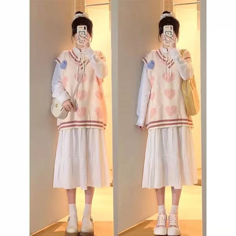 宇严中学生女生春秋季套装学院风早秋季可盐可甜盐系少女穿搭甜美小清