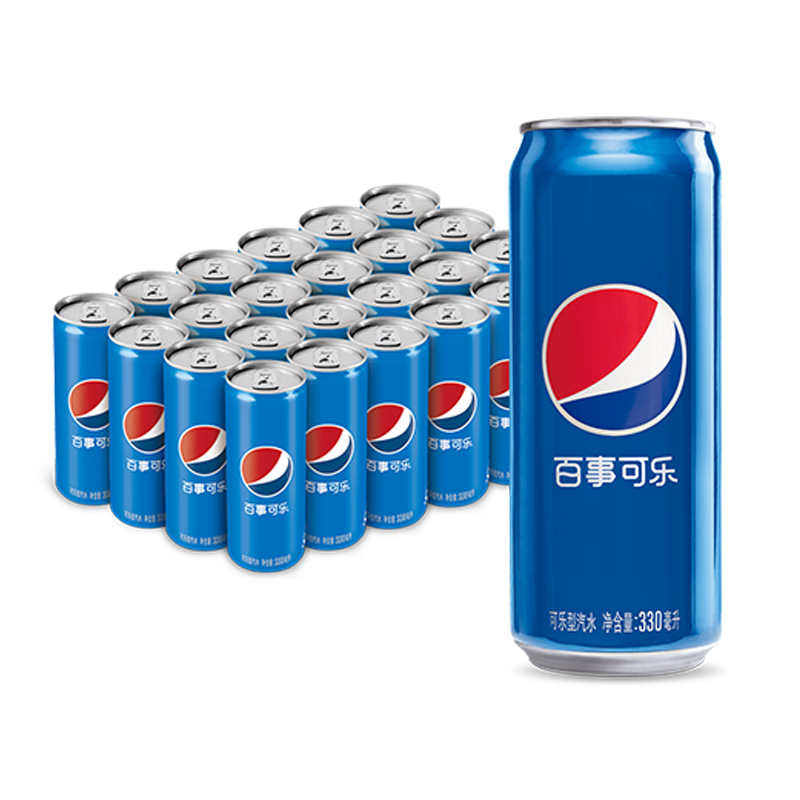 百事可乐 碳酸汽水饮料330ml*24听 细长罐  pepsi