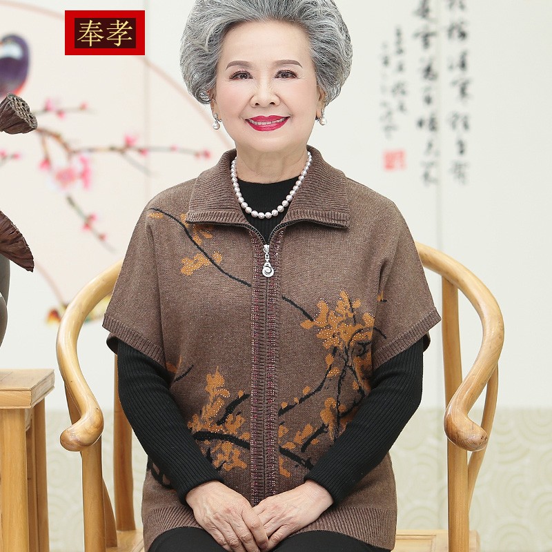 奉孝中老年人针织马甲女奶奶春秋冬6070岁80太太背心老人妈妈洋气毛衫