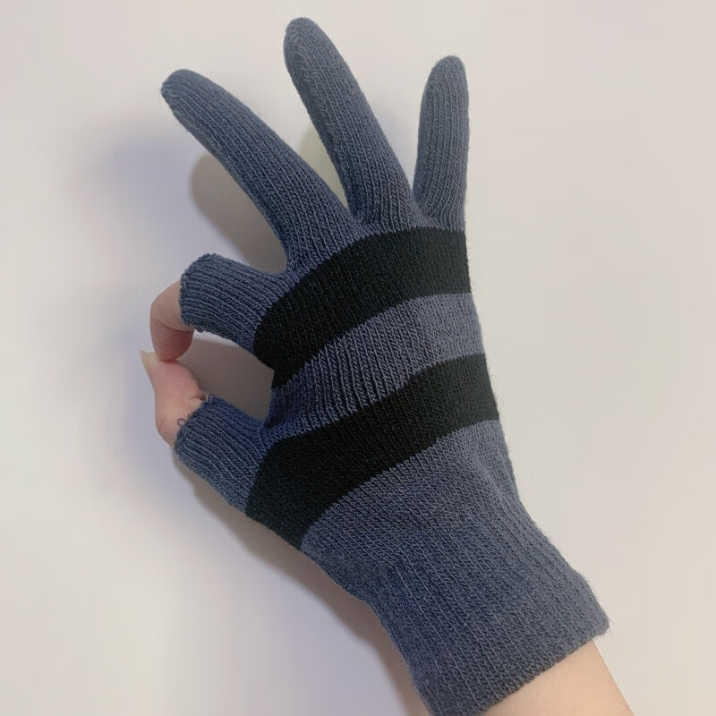 【女神专属】内拉毛冬加厚工作手套男女通用半指触屏手套露两指办公室