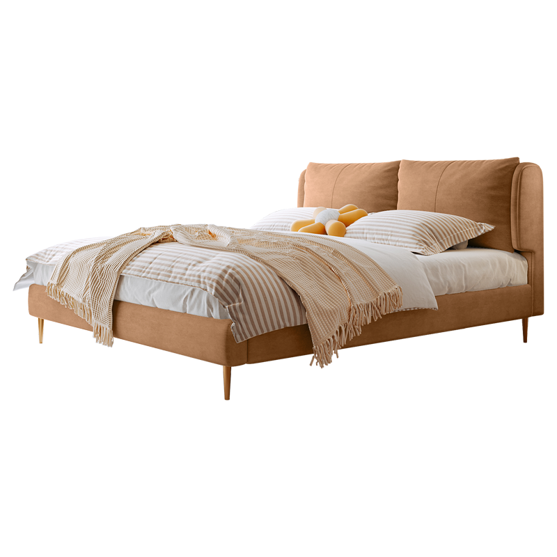 吉与 床 北欧科技布床轻奢现代简约双人床主卧羽绒软包网红布艺床 亲肤科技布床+7星级乳胶床垫+床头柜*1 1500mm*2000mm  组装式框架款