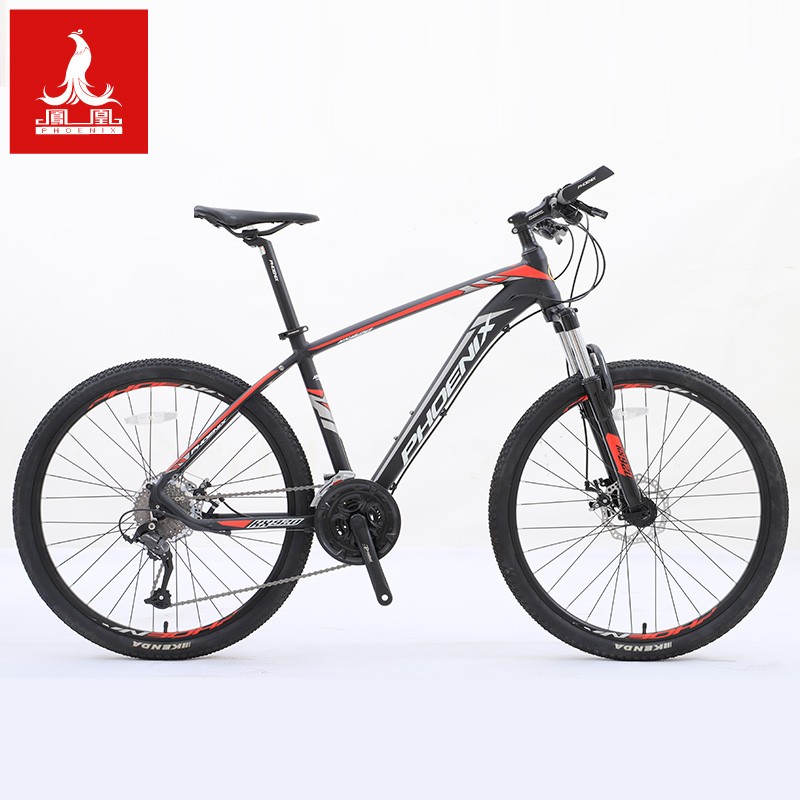 凤凰(phoenix) 山地车自行车成人男女单车变速培林花鼓铝合金车架 黑