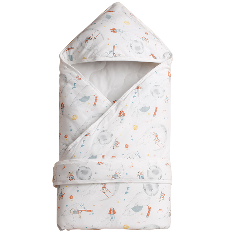 愛寶適嬰兒抱被秋冬新生兒夾棉包被襁褓巾被防驚跳睡袋抱毯 博士兔 S266