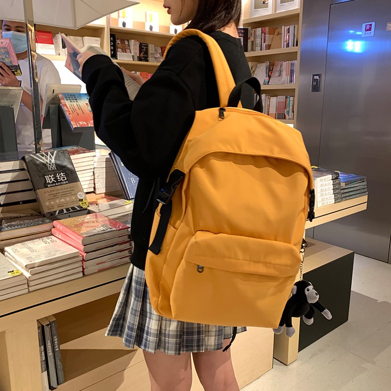 Landcase 中学生书包女韩版日系原宿ins风高中大学生双肩包潮流百搭休闲初中生背包大容量电脑包11黄色 必应鸟 Landcase 中学生书包女韩版日系原宿ins风高中大学生双肩包潮流百搭休闲初中生背包大容量电脑包11黄色 必应鸟