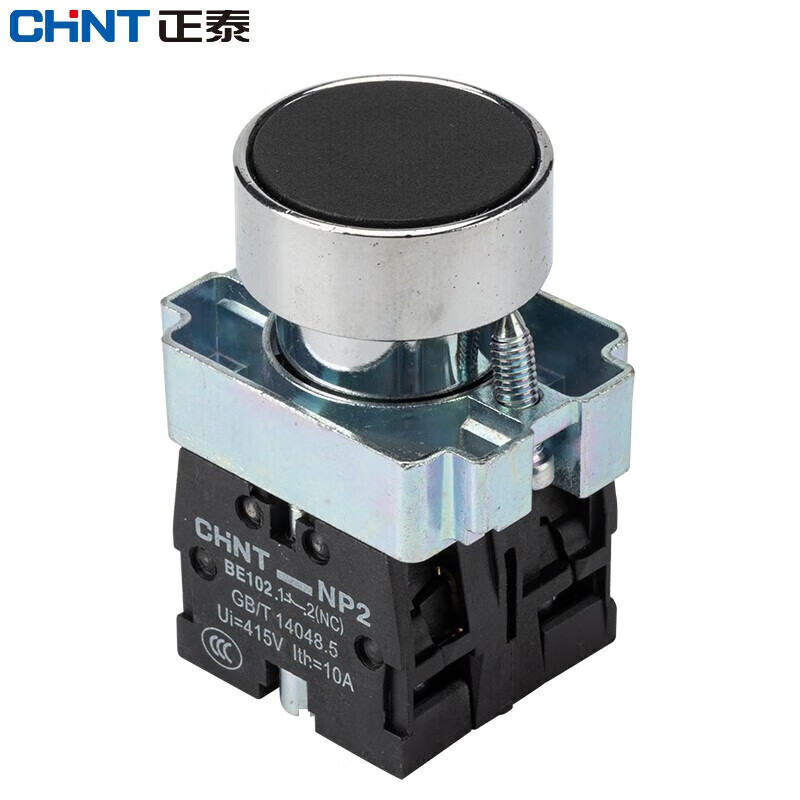 正泰(chnt)np2-ba25 平钮开关按钮 黑色一常开一常闭