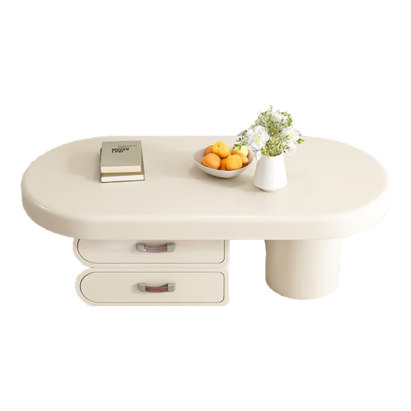 墨素高級茶幾客廳大小戶型奶油風(fēng)原創(chuàng)設(shè)計輕奢家用法式桌子藝術(shù)茶幾 奶油白茶幾【小號】 整裝