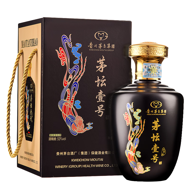 茅台集团 茅坛壹号 小黑坛 飞天仙女图 53度 酱香型白酒 500ml*1瓶