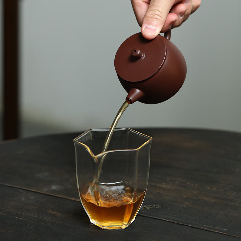 陶小碗宜兴原矿紫砂壶纯全手工茶壶紫砂泡茶壶小品功夫茶壶紫朱泥平盖壶 紫朱泥 小平盖