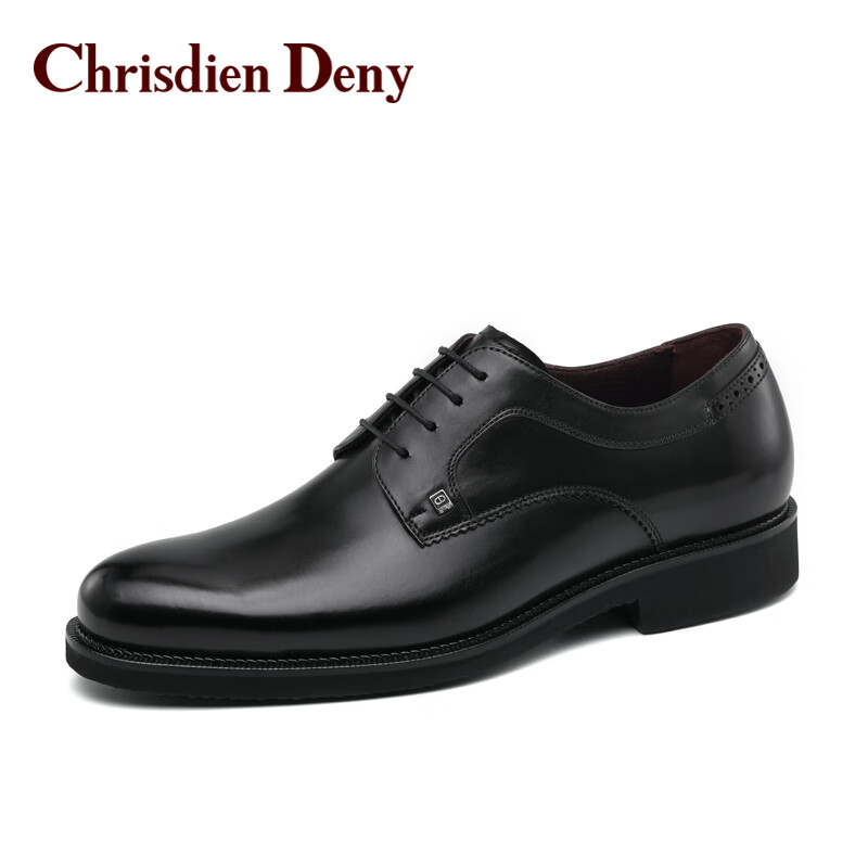 克雷斯丹尼（Chrisdien Deny）2023新款通勤正装商务德比经典英伦系带男士皮鞋 黑色GYFB604N1A 40