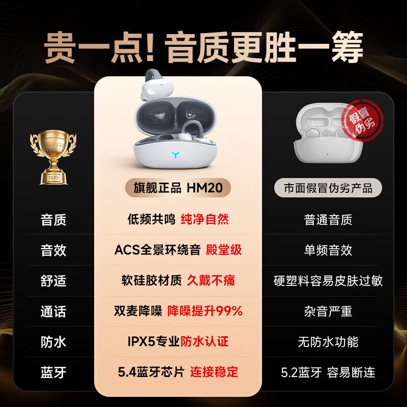 卡恩欧【舒适100%好评】蓝牙耳机耳夹式2026最新款超长续航运动跑步睡眠耳机无线骨传导耳机适配小米华为 黑色【舒适不痛|不漏音|超长续航】 杜比音效|可接电话|微信语音|视频通话