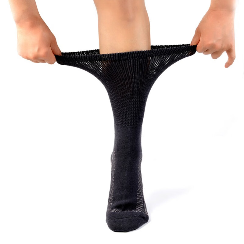 可代尔秋冬糖尿病足专用中老年宽松口袜加厚大码毛巾底脚伤肿术后中筒袜 超级宽松版米白39-44/ 1双