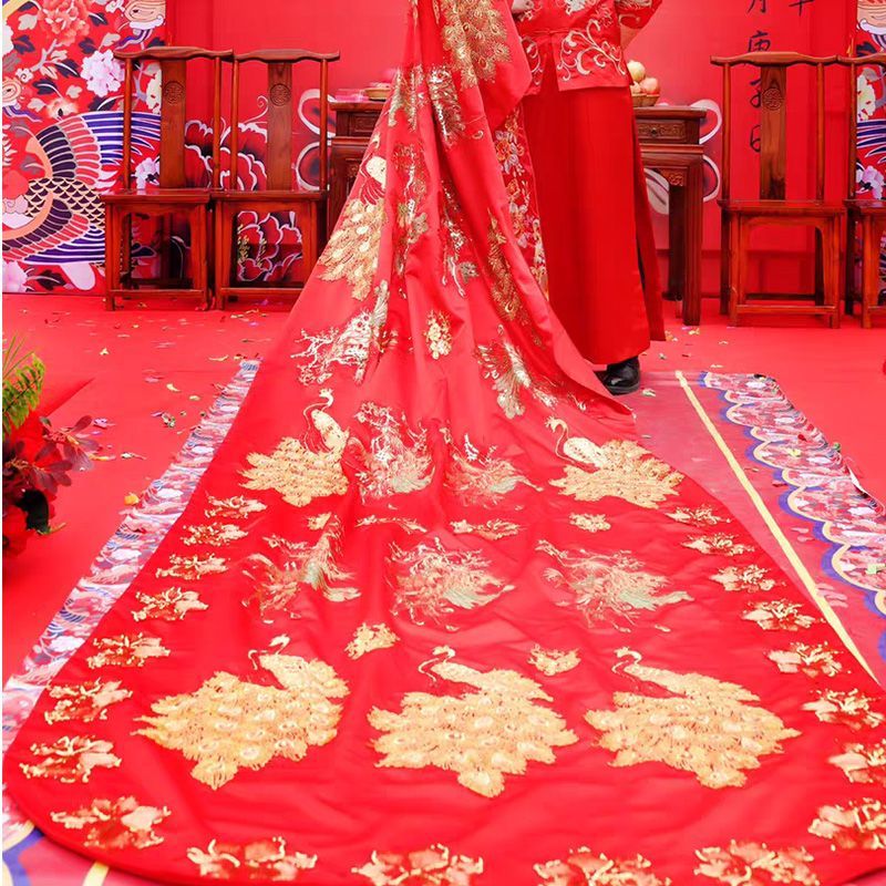 bvhw中式披风秀禾服新娘新款结婚古装嫁衣婚礼仪式大拖尾凤冠霞帔