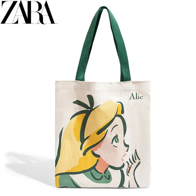 zara女包官方网2022新款卡通帆布包单肩手提托特包大容量文艺女学生