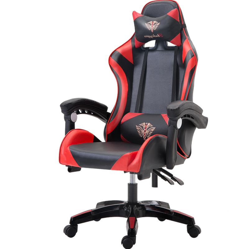 舒客艺家 电竞椅电脑椅家用办公椅可躺游戏座椅主播椅子 黑红刺绣+尼龙脚