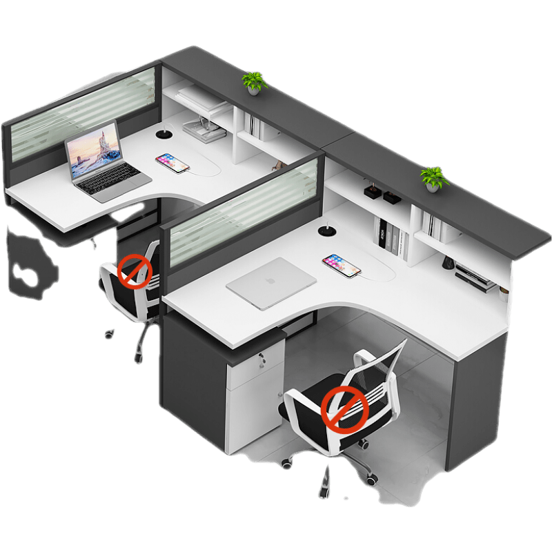 龙案 职员办公桌椅组合屏风工位卡座4四人位简约现代转角办公室电脑桌子白色 色卡【颜色定制】