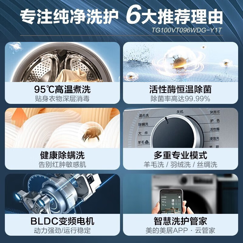 小天鹅（LittleSwan）10公斤变频除螨滚筒洗衣机全自动 羽绒服洗母婴内衣以旧换新智能 【金榜认证】TG100VT096WDG-Y1T