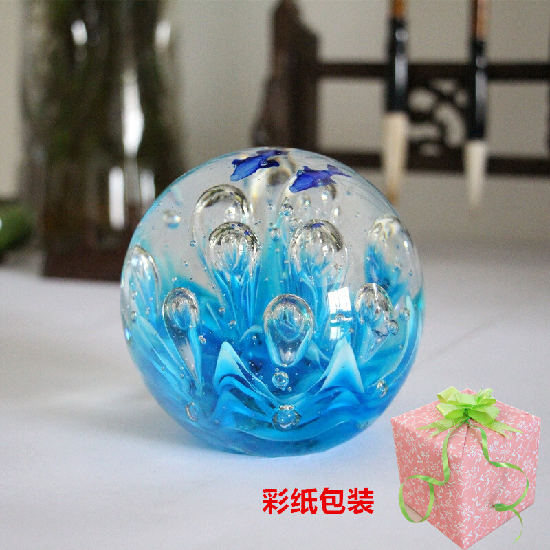 舞万花北欧玻璃装饰水晶球工艺品生日礼物海洋摆件鱼缸造景博山琉璃
