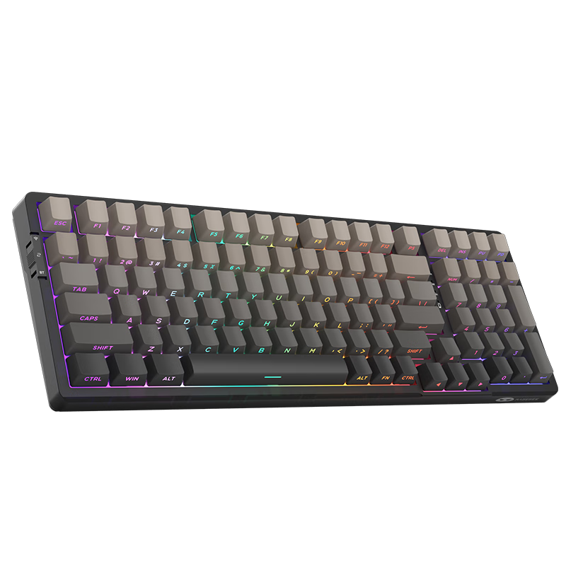 MageGee Light100 三模蓝牙无线键盘 99键热插拔客制化键盘 RGB透光侧刻键盘 游戏机械键盘 侧刻灰 蓝鲸轴