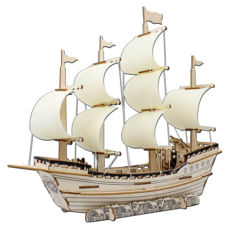 TaTanice 木质3D立体拼图儿童玩具成人积木拼装帆船模型摆件男孩