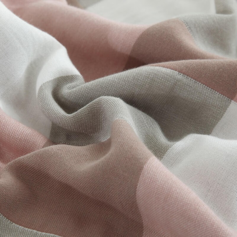 麦琪娜 全棉六层纱布毯子毛巾被夏凉被午休盖毯夏季被子空调被夏被 大格粉 90*100cm 婴儿毯