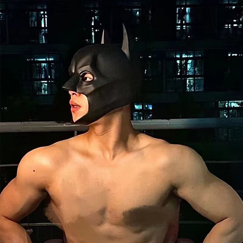 西克里蝙蝠侠面具头套面罩batman男帅气全脸抖音直播道具万圣节cosplay 男神均码56-59左右
