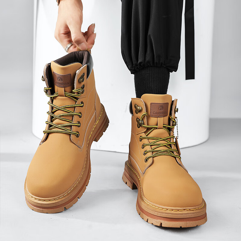 回力瑞马丁靴男秋夏内增高踢不烂大黄靴男款复古英伦风厚底高帮工装