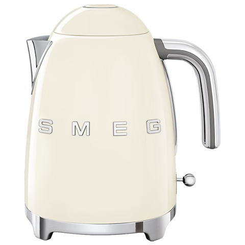 SMEG斯麦格 意大利复古电水壶1.7L 进口烧水壶自动断电不锈钢热水壶 KLF03 奶油白