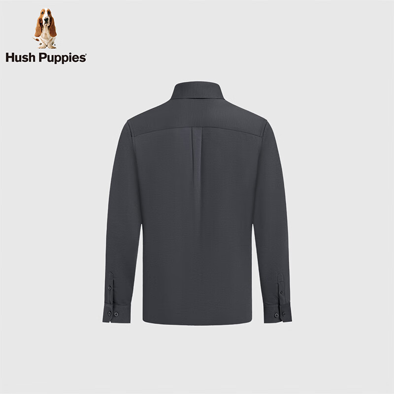 暇步士(Hush Puppies)【弹力保型】男装冬季蓄温保暖长袖衬衫 月光灰 L