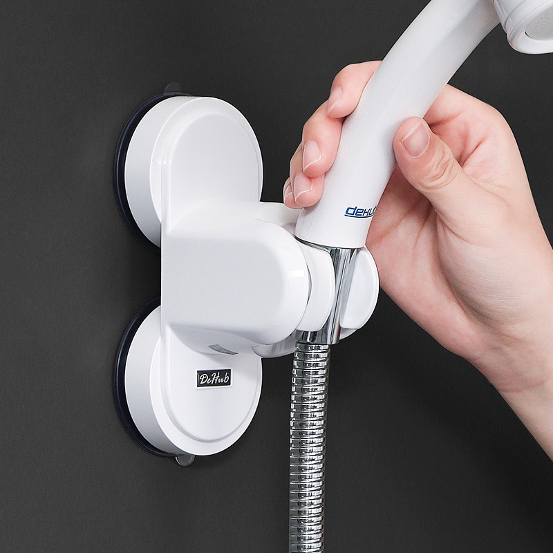 家の物语 韩国花洒支架免打孔强力吸盘式花洒架底座固定座淋浴器配件淋浴头喷头 白色