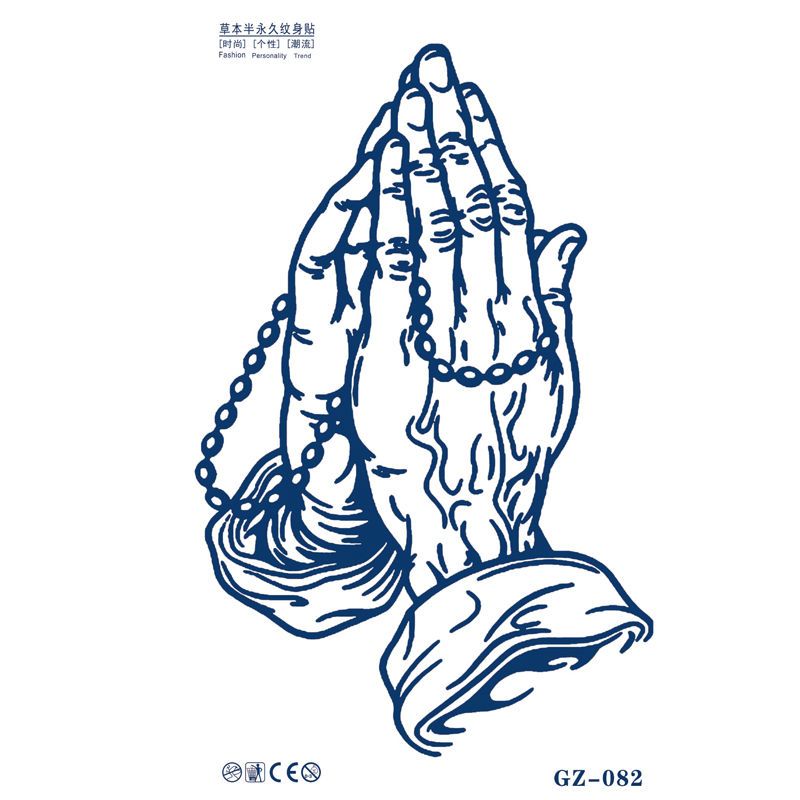 山头林村纹身贴帅气祈祷之手手臂仿真刺青贴纸 gz-082 一张