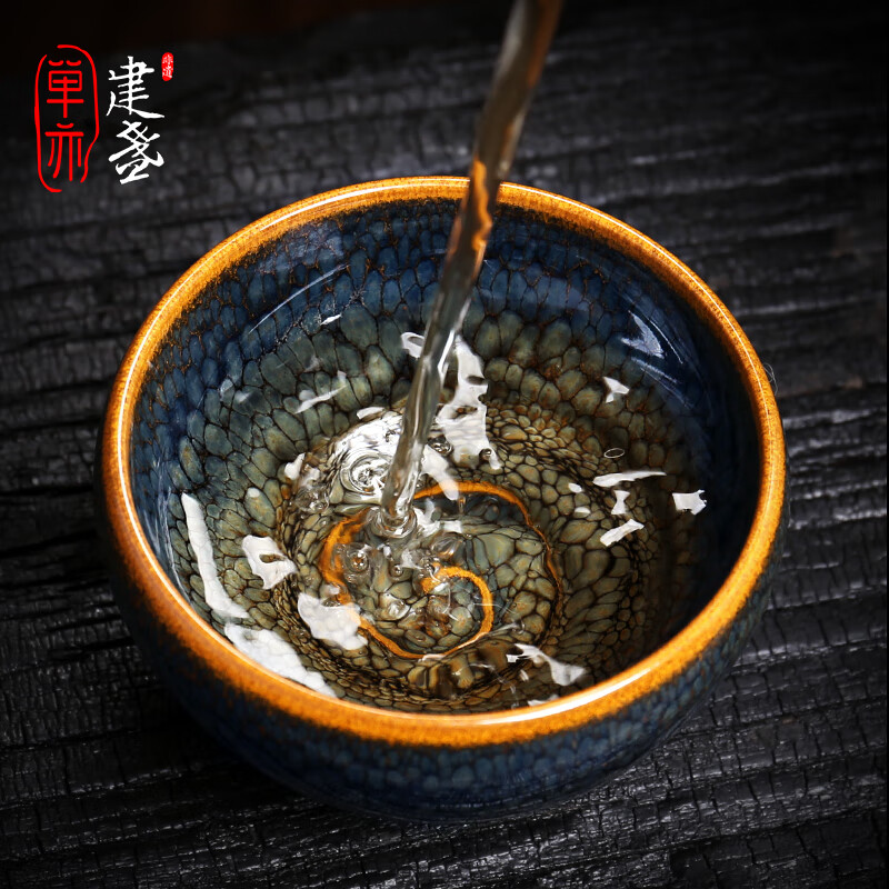 单亦建盏【凤凰于飞 】大师级高档茶杯大容量茶盏节日高档中秋节礼物 凤凰于飞【非遗纯手作】