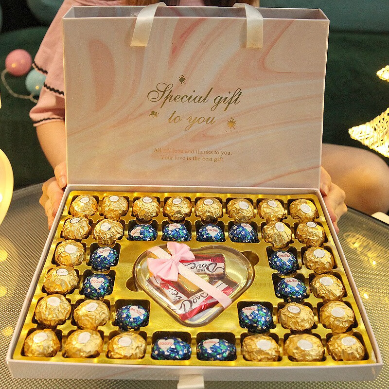 费列罗（Ferrero Rocher）巧克力礼盒装糖果零食520情人节送女友女生浪漫表白网红生日礼物 粉色26颗费列罗装礼盒