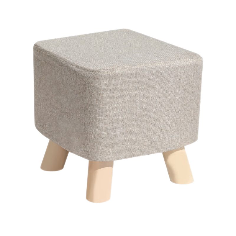 布艺小凳子家具小凳子批发时尚家用成人客厅小圆凳沙发凳木制矮凳创意换鞋凳四脚实木小凳子布艺素颜方墩茶几 方凳 素色