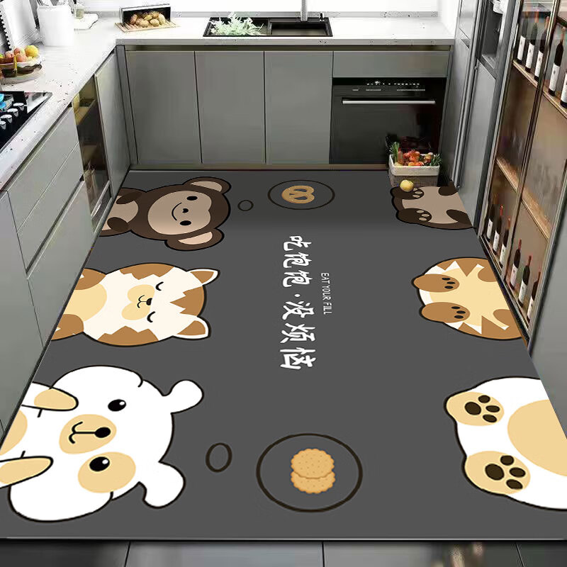 防滑可洗 正方形地垫吸水防油耐脏免洗垫子家用大面 吃饱饱【热卖】