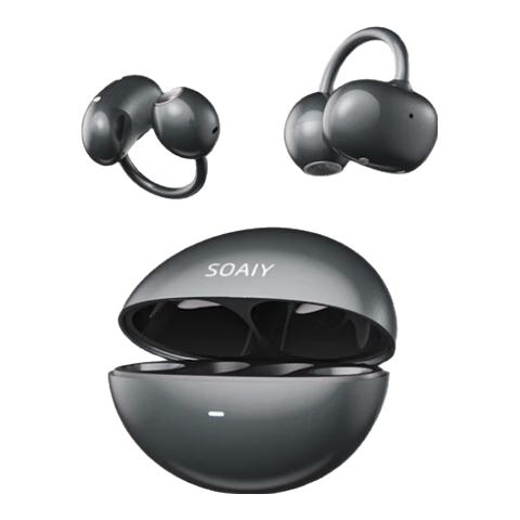 索爱（soaiy）GK58 AI智能蓝牙耳机耳夹式开放式真无线不入耳运动跑步适用华为荣耀小米苹果翻译耳机同声传译 灰