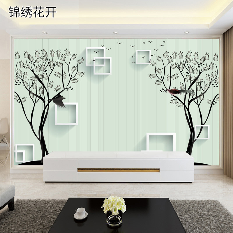 现代大气简欧沙发背景墙布装饰画客厅影视墙壁布电视墙壁纸无缝定制