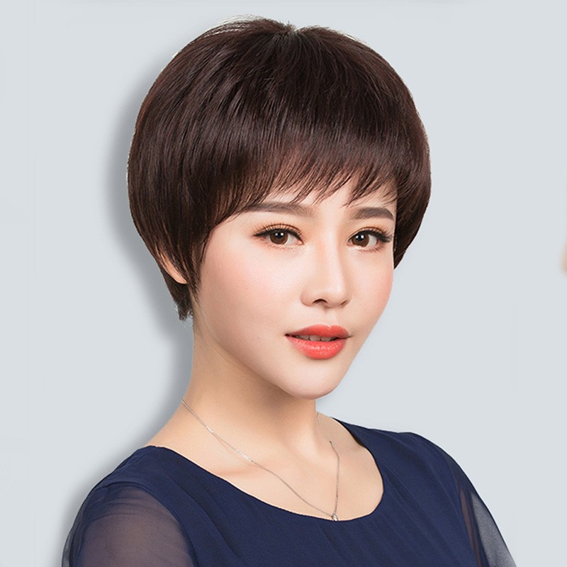 2021年中年女性发型,40一45岁适合的发型 中年妈妈短发套手织头璇真人发丝垫发逼真自然透气发型师剪裁2021秋冬