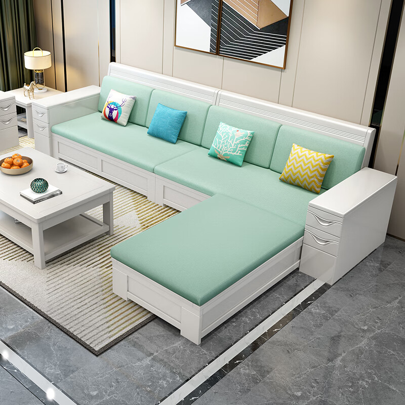 兴隆芳华实木沙发高箱储物白色小户型转角沙发组合 白色沙发 单人位（高箱款）
