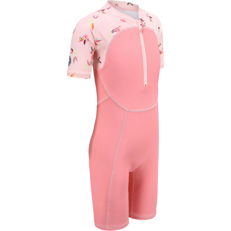 迪卡侬儿童泳衣女童连体海边沙滩服游泳速干7-8岁4466096