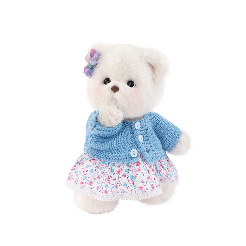 莉娜熊（TeddyTales）故事款小熊玩偶毛絨玩具泰迪手作熊熊公仔娃娃生日禮物女生 勿忘我Nezabudka 布丁色小號20cm 禮盒裝