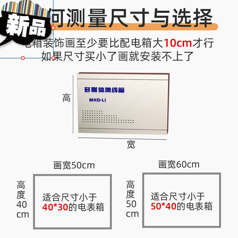 弱电箱配电箱网线遮挡箱多媒体集线箱免打孔 尺寸是高*宽【根据实际