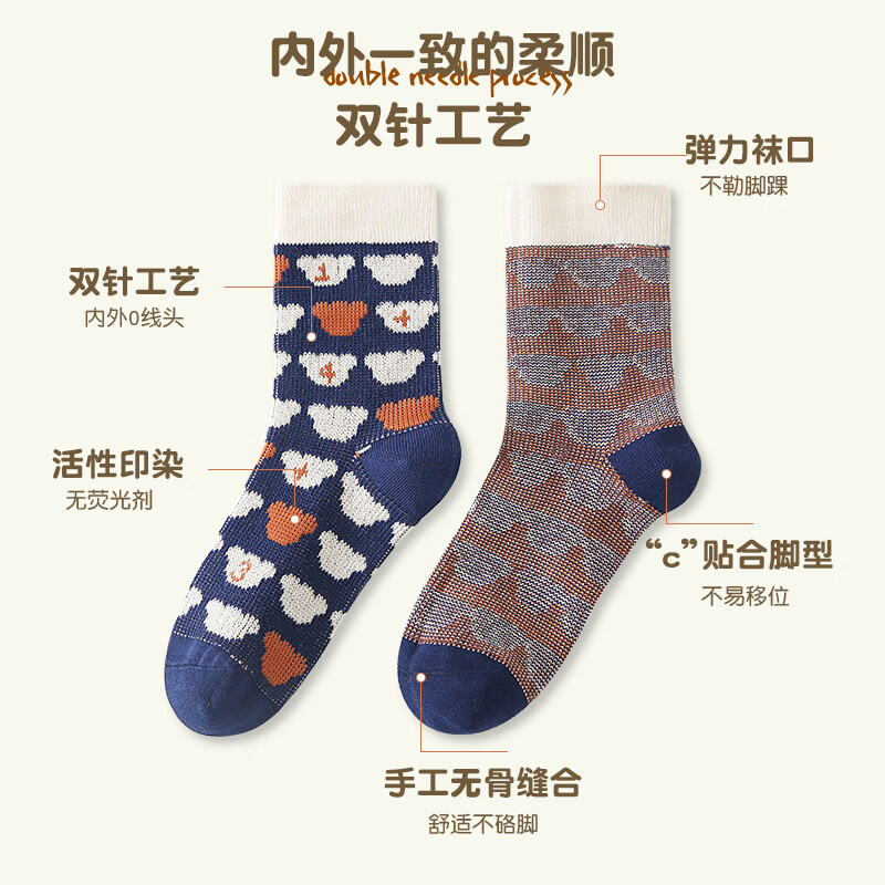 六指鼠男童女童袜子秋冬潮ins女宝宝厚棉袜公主中筒小男孩中大童儿童袜 880双针彩色 5双 均码 建议7-16周岁(鞋33-36码/袜标10-15岁）