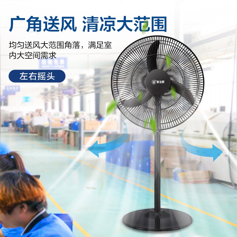 华生(Wahson)电风扇落地扇家用风扇立式大风力客厅宿舍五叶金属风扇轻音节能劲风远距电扇 18吋牛角扇三叶低噪大风量FS-D1806黑色