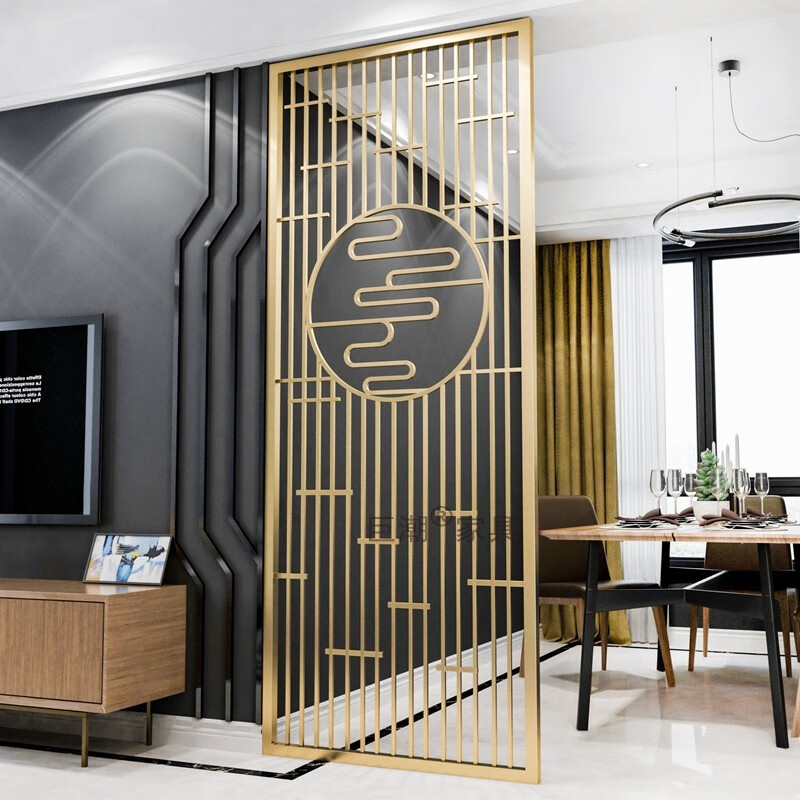 ntwq定制铁艺屏风不锈钢隔断轻奢金属客厅现代简约玄关中式定制装饰餐