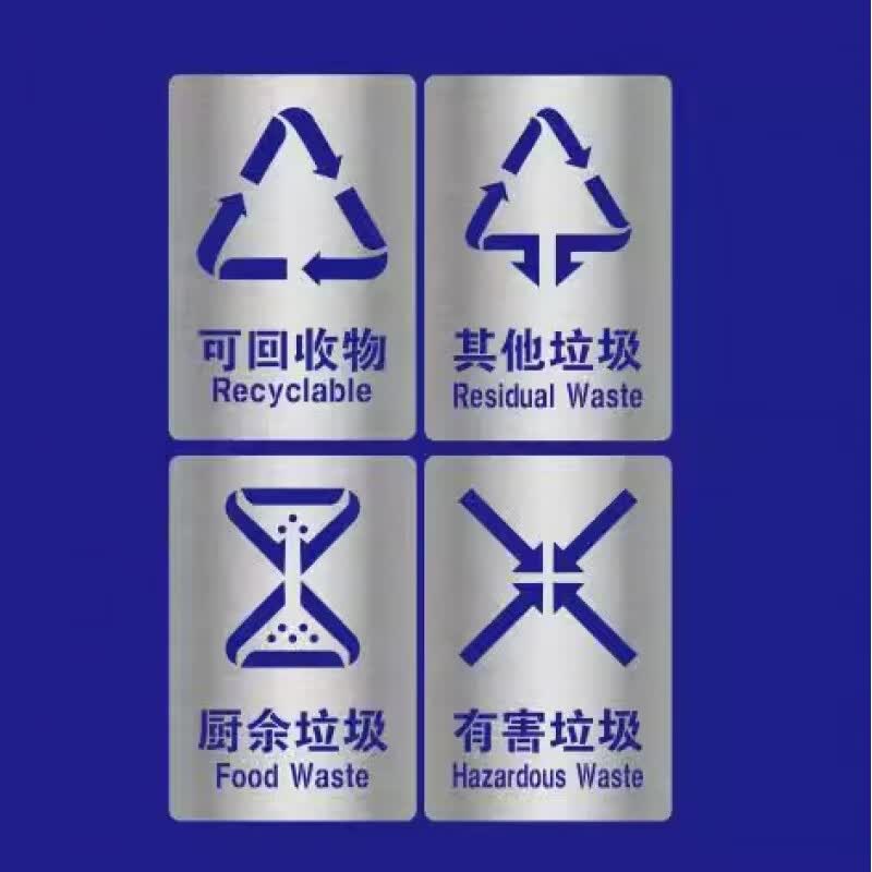 smvp新国标餐厨余垃圾分类可回收其它垃圾有害垃圾箱金属广告喷漆模板