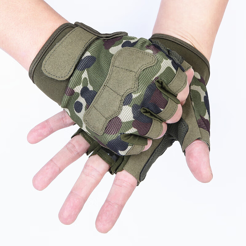 战术半指手套男女款军迷特种兵迷彩短指户外运动骑行健身露指手套军用