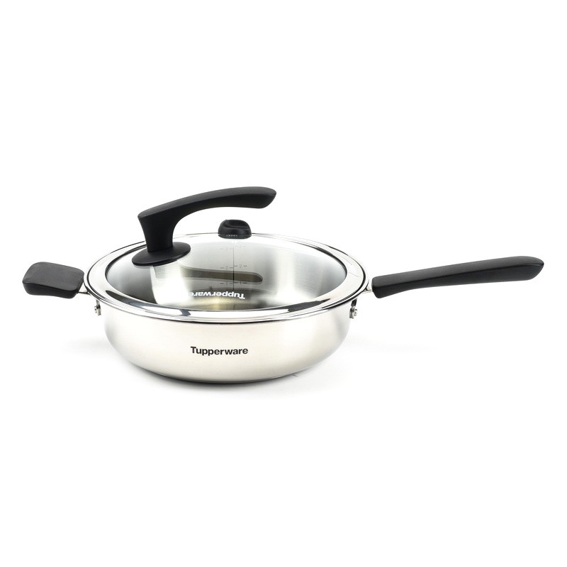 特百惠(tupperware)3.7升l至尊精钢精灵炒锅 不锈钢锅具灶具通用 3.